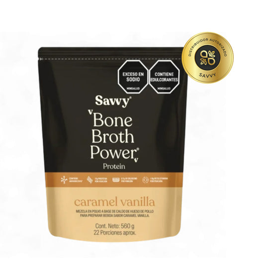 Proteína Bone Broth Power Caramel Vanilla Savvy 560 gr