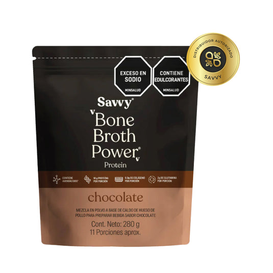 Proteína Bone Broth Power Chocolate Savvy 560 gr