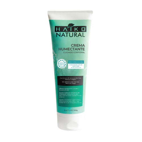 Crema Humectante Corporal con Filtros Solares, Caléndula, Aloe Vera, Elastina y Colágeno - 250g | Hidratación Profunda y Protección UV | Libre de Parabenos - Haiko
