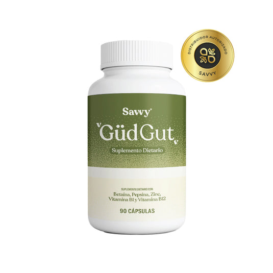 Gud Gut Clorhidrato de Betaína, Pepsina y Zinc Savvy por 90 Cápsulas
