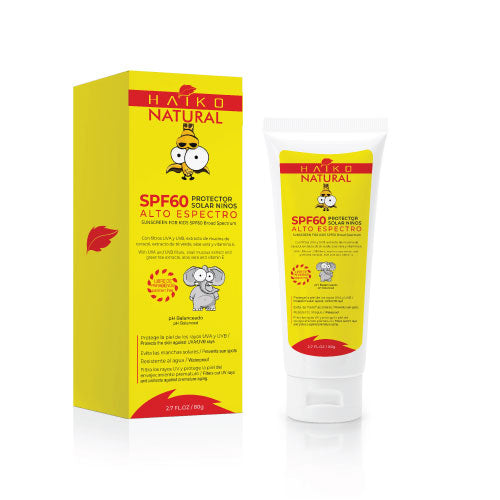 Protector Solar para Niños SPF60 con Nutrientes Vegetales - 80g | Protección Solar Infantil y Resistencia al Agua - Haiko
