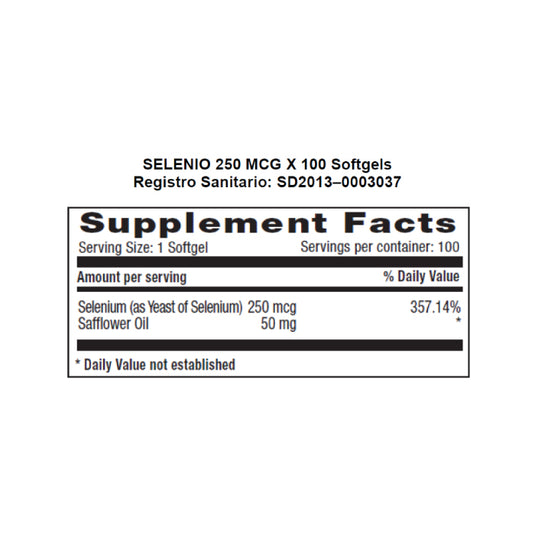 Selenio 250 mcg Natural Systems por 100 caps