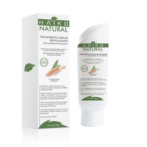 Tratamiento Capilar Revitalizante con Extracto de Cola de Caballo y Aceite de Germen de Trigo - 200g | Fortalece y Nutre el Cabello | Libre de Sal y Parabenos - Haiko