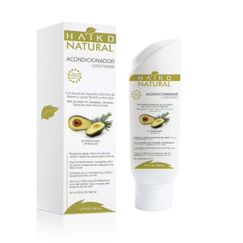 Acondicionador con Aceite de Aguacate y Extractos Naturales - 200ml | Hidrata y Fortalece el Cabello | Libre de Sal y Parabenos - Haiko