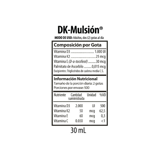 DK Mulsion Gotas 30ML – Vitamina D3 + K2 - Nutrabiotics