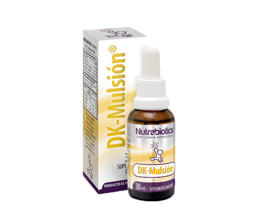 Refuerza tu sistema inmunitario y salud muscular con DK Mulsion Nutrabiotics. Con Vitamina D3 y K2, es el complemento ideal para tu dieta diaria