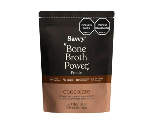 Proteína Bone Broth Power Chocolate Savvy 560 gr