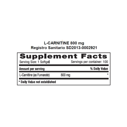 L Carnitine 800 mg Natural Systems 100 cápsulas
