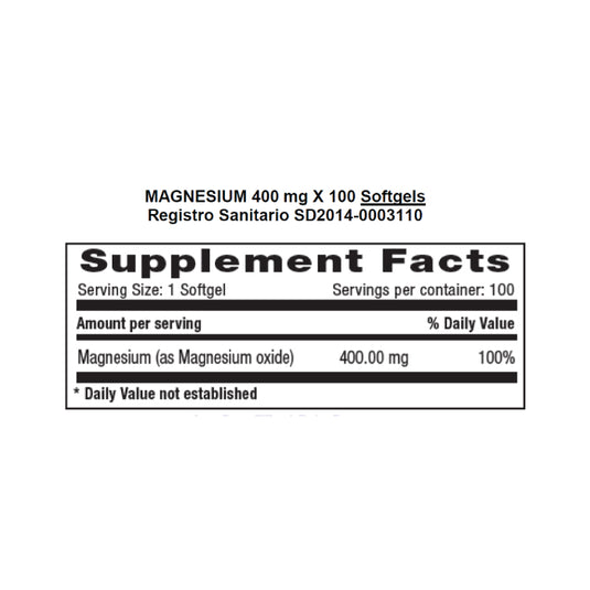 Magnesium 400 mgs Natural Systems 100 caps