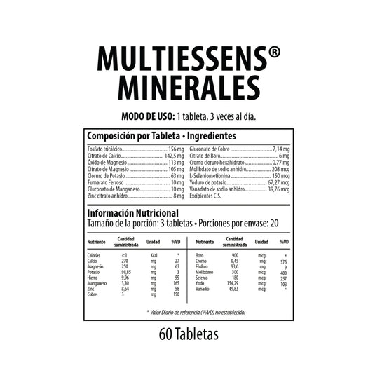 Multiessens Minerales Nutrabiotics 60 Cápsulas