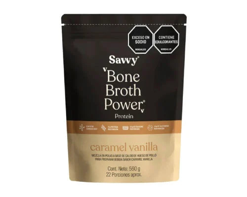 Proteína Bone Broth Power Caramel Vanilla Savvy 560 gr