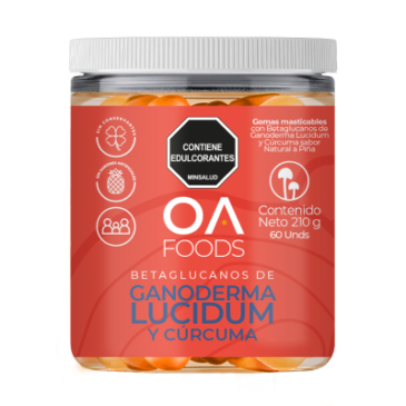 gomas funcionales, oa foods, melena de leon y maca, ganoderma lucidum y curcuma