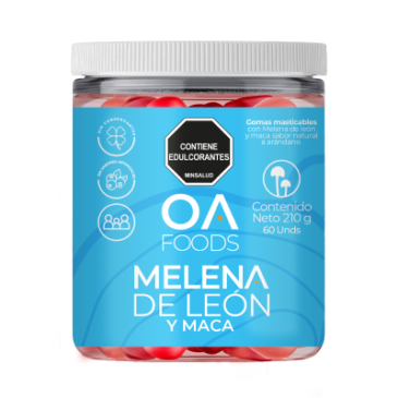 gomas funcionales, oa foods, melena de leon y maca, ganoderma lucidum y curcuma